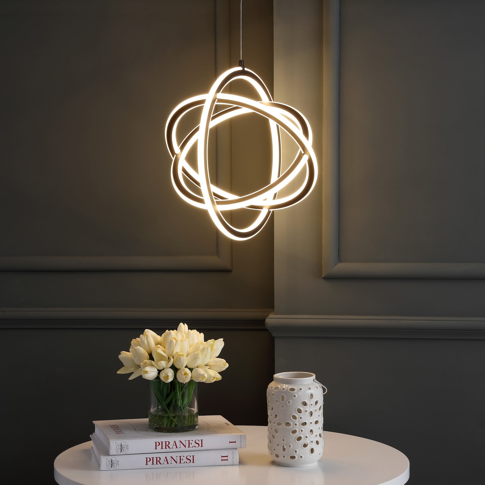 Orbit 16.5" Black Adjustable Integrated LED Metal Globe Pendant