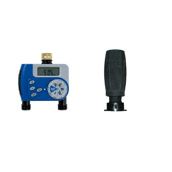 Orbit 2 Port Digital Hose Faucet Timer and 3-in-1 Drip Faucet Adapter