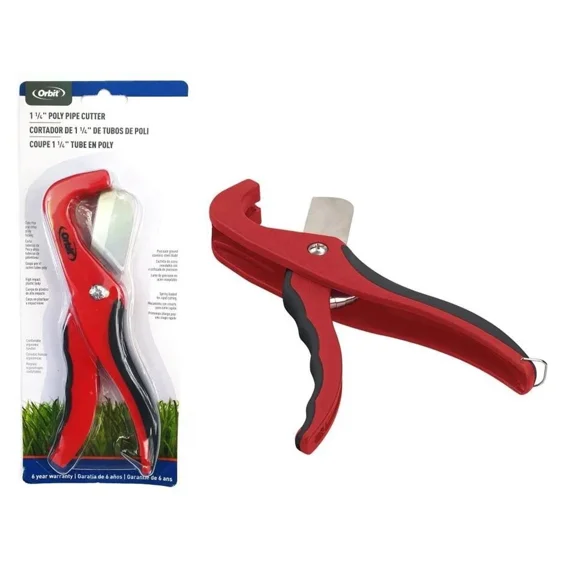 Orbit 26120 Poly Pipe Cutter 1-1/4'' W/Ergonomic Handle, Red/Black
