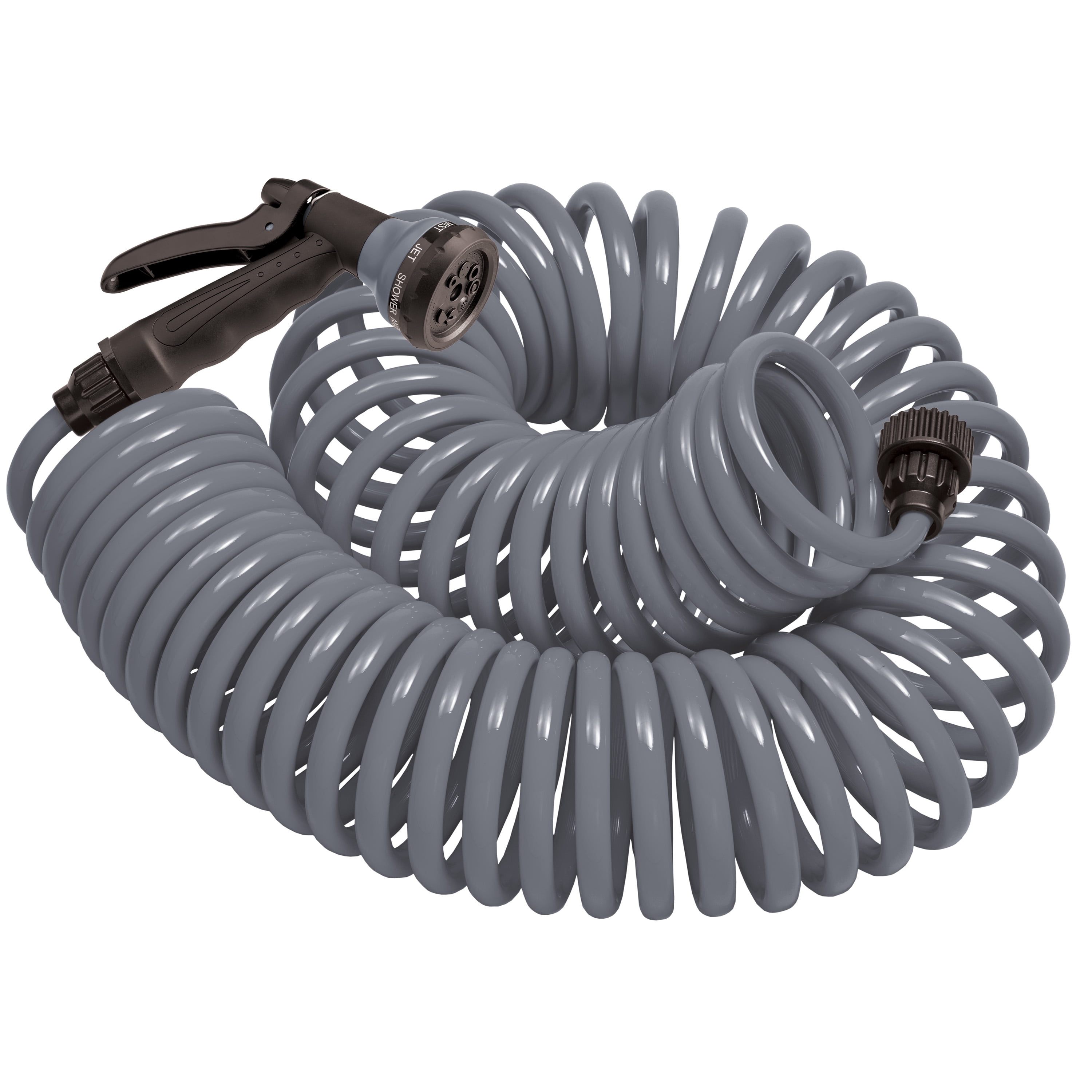 Orbit 50' Gray Coil Hose w/8-Pattern Plastic Nozzle