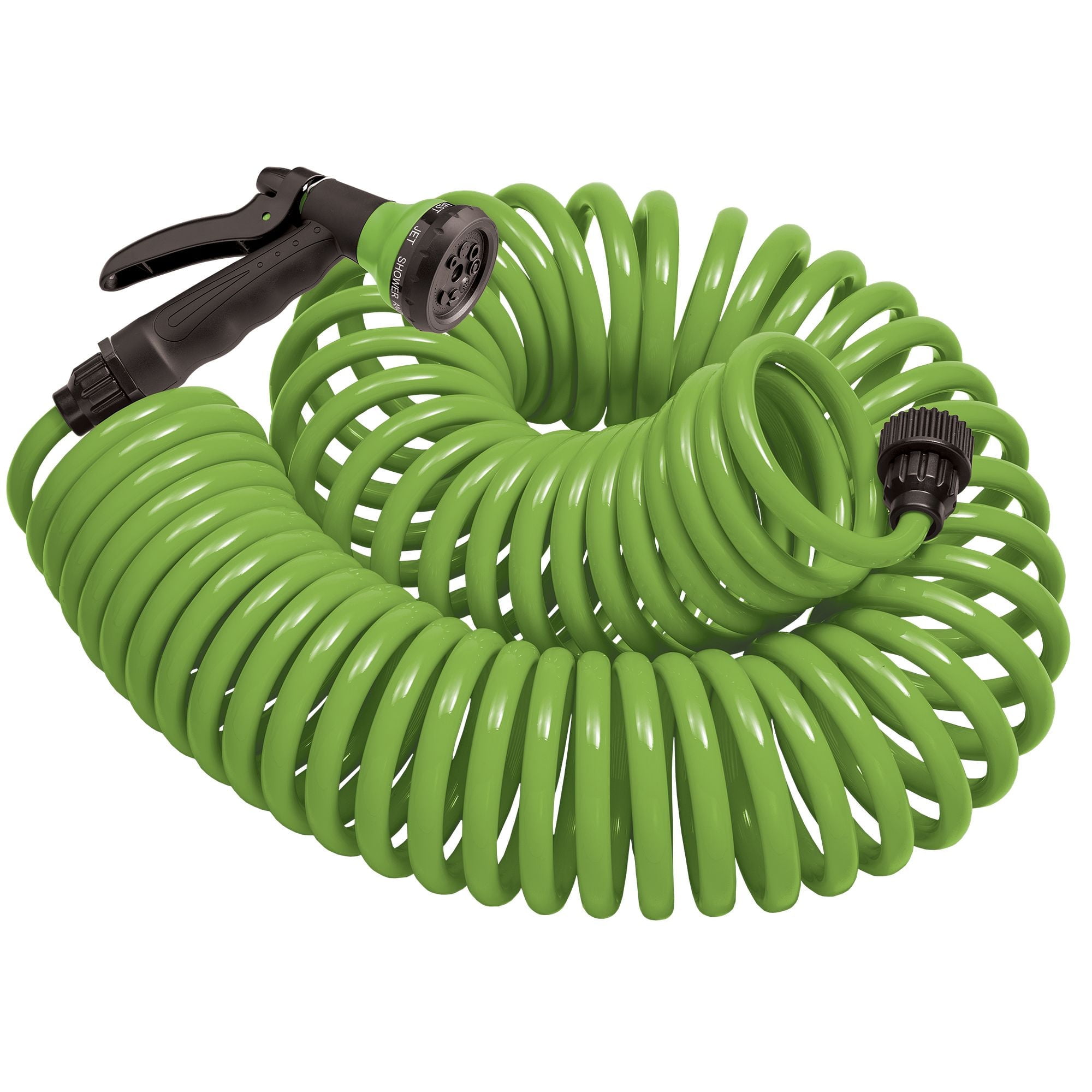 Orbit 50' Green Coil Hose w/8-Pattern Plastic Nozzle