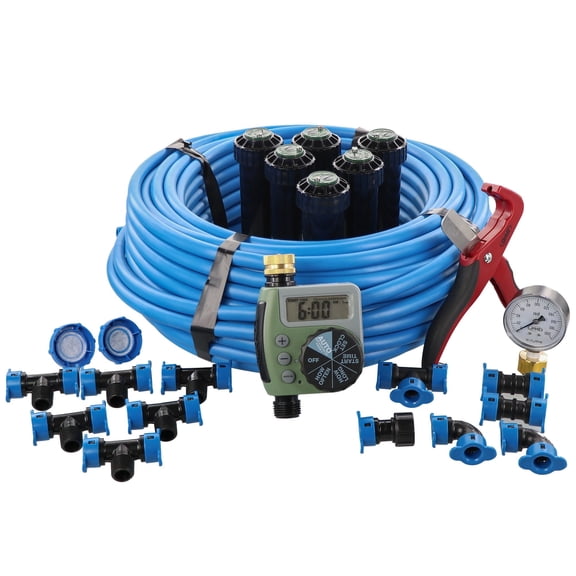 Orbit 50020 In-Ground Blu-Lock Tubing System and Digital Hose Faucet Timer, 1-Zone Sprinkler Kit
