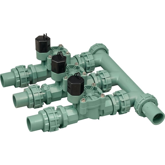Orbit 3-Valve Heavy Duty Preassembled Manifold - UV Resistant - 3 Ports, Multicolor  Residential Use, Standard Application