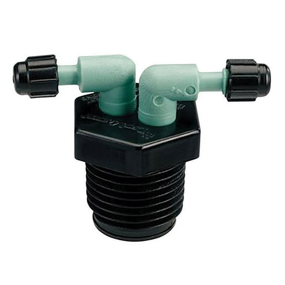 Orbit 67035 Manifold, 1/2 x 1/4 in Connection, Female Thread x Barb, 2 -Port, 1/4 in Tubing, Plastic, Black