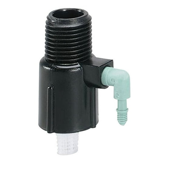Orbit 67050 Manifold, 1/2 x 1/4 in Connection, Thread x Barb, 1 -Port, 1/4 in Tubing, Plastic, Black