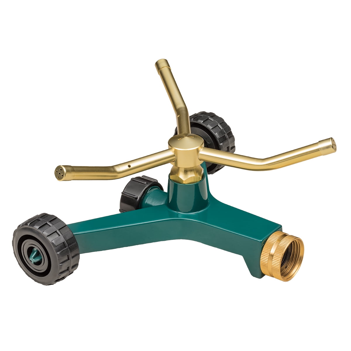 Orbit Brass, 3-Arm, Adjustable Lawn Watering Sprinkler with Wheeled Base