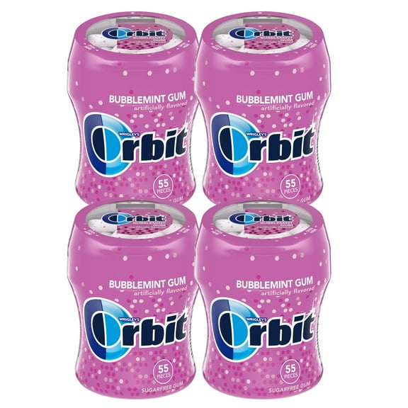 Orbit Bubblemint Gum, 55 Piece Bottle (Pack of 4), Sugar Free Gum