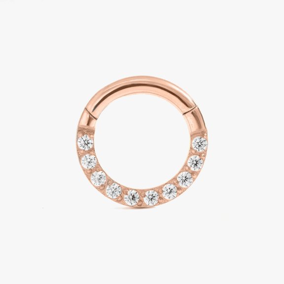 Rose Gold Orbit Crystal 3A CZ   Daith Jewelry & Septum Rings