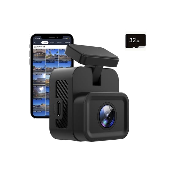 Orbit D131 1080P Full HD Dash Cam with Built-in WiFi and App, 120 Degree Wide Angle Car Camera, G-Sensor Loop Recording, Screen-Free Compact Design, 32GB MicroSD Card Included