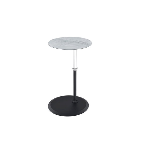 Orbit End Table with Height Adjustable Gray Marble Textured Glass Top