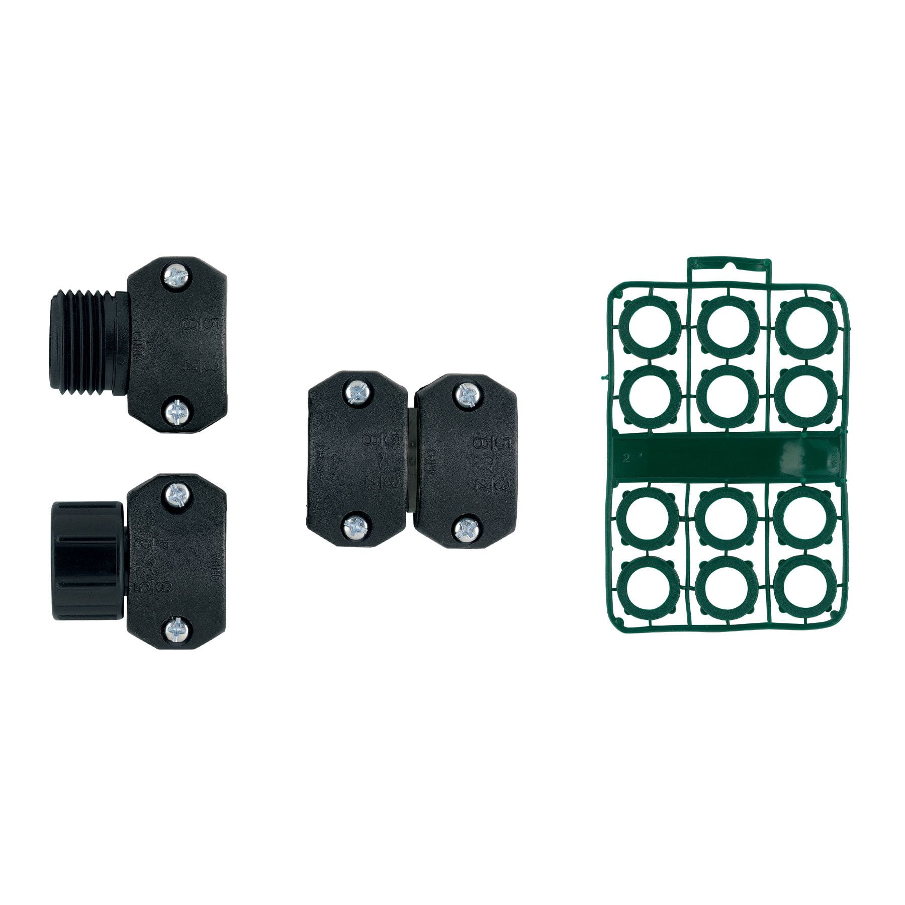 Black Plastic Garden Hose Repair Kit with Washers