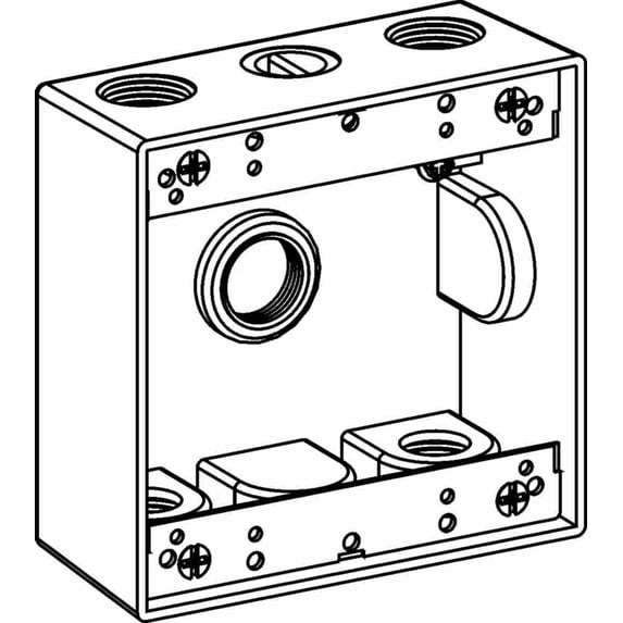 Orbit Industries 2B75-5 Powder Coated Die Cast Copper Free Aluminum 2-Gang Weatherproof Outlet Box 4-9/16 Inch x 4-1/2 Inch x 2 Inch 30.5 Cubic-Inch