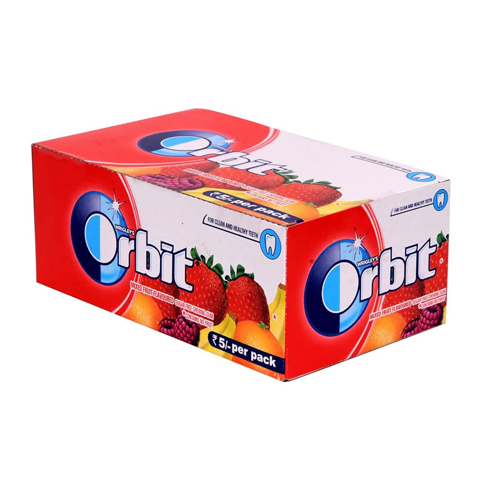 Orbit Mixed Fruit Flavour Sugar Free Chewing Gum 4.4G Sleeve (Pack Of