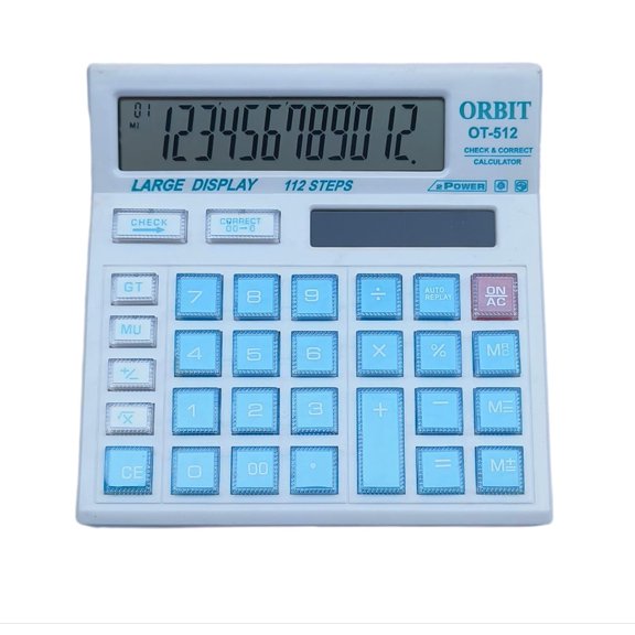 Orbit Ot-512 WTC Basic Calculator 12-digit Display (Blue) | Students, Professionals, And Anyone Calculations.