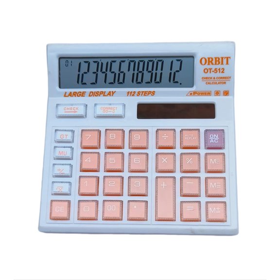 Orbit Ot-512 WTC Basic Calculator 12-digit Display (Orange) | Mathematical, Technology, Professional Projects