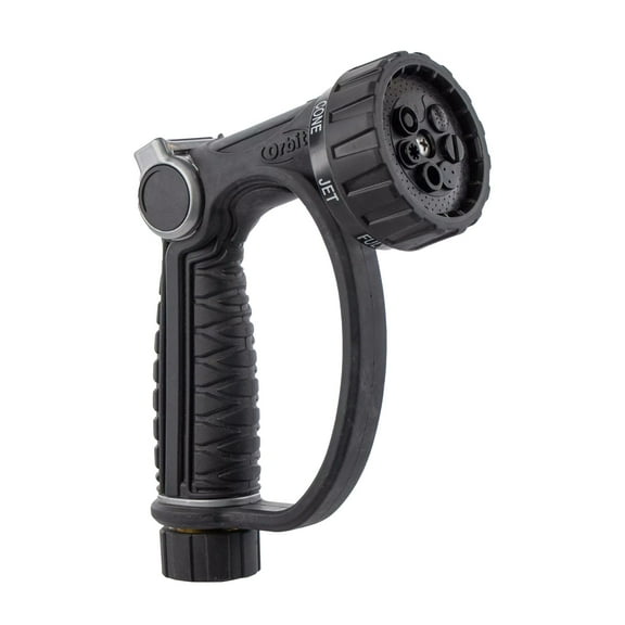 Orbit Pro Zinc 7-Pattern Thumb Control Nozzle, D-Grip,  Water Hose Nozzle