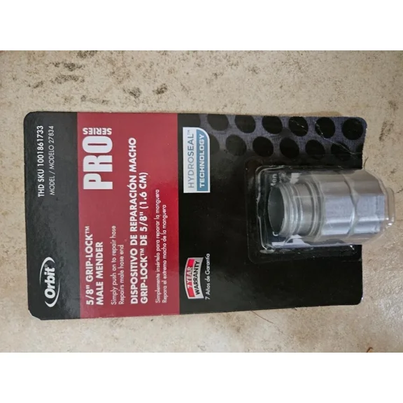 Orbit Pro Series 5/8" Grip Lock Male Mender 5/8 In Garden Hose Repair, 27834 3Pk