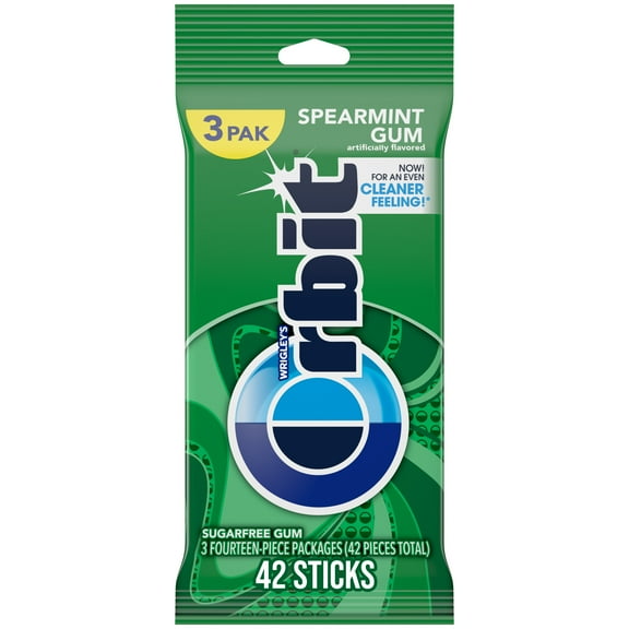 Orbit Spearmint Sugar Free Chewing Gum Travel Essentials - 3 Ct Pack