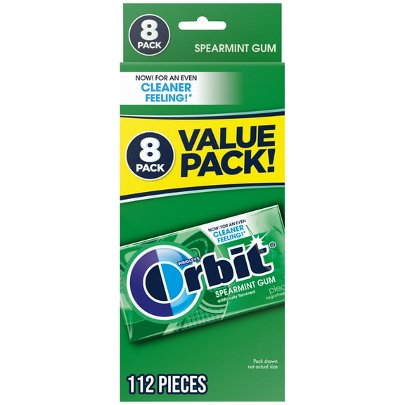 Orbit Spearmint Sugar Free Chewing Gum Bulk Pack- 14 Piece (Pack of 8 - 112 Total Pieces)
