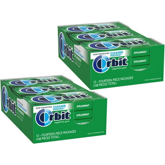 Orbit Spearmint Sugar Free Gum, 14 Piece Pack 24 Count