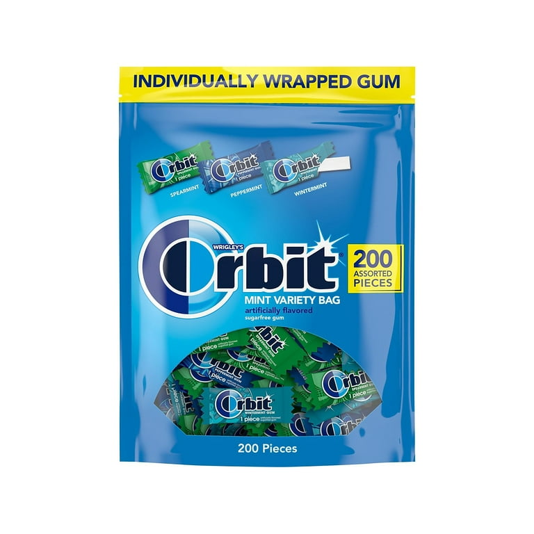 Sugar-Free Chewing Gum, Spearmint/Peppermint/Wintermint, 200 Pieces/Pack Sugar-Free Chewing Gum, Spearmint/Peppermint/Wintermint, 200 Pieces/Pack