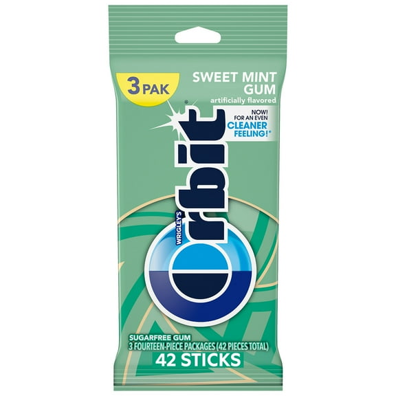 Orbit Sweet Mint Sugar Free Chewing Gum Travel Essentials - 3 Ct Pack