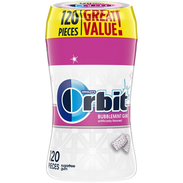 Orbit White Sugar-Free Bubblemint Flavor Gum, 120 Pieces
