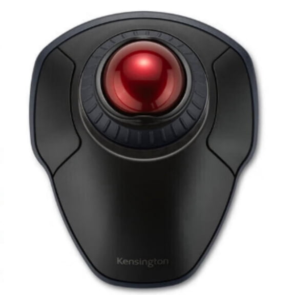 Orbit Wireless Trackball Mouse with Scroll Ring (K70992WW), Black-Red, Ergonomic One-Handed Navigation Desktop Controller for Office & Home