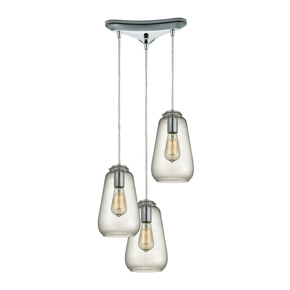 ELK Lighting 10423-3 Orbital 3 Light Pendant In Polished Chrome And Clear Glass