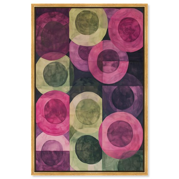 Orbital Pattern Canvas Colorful Abstracts by Art Remedy, Gold Frame, 36 x 54