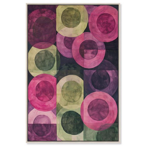 Orbital Pattern Canvas Colorful Abstracts by Art Remedy, Silver Frame, 36 x 54