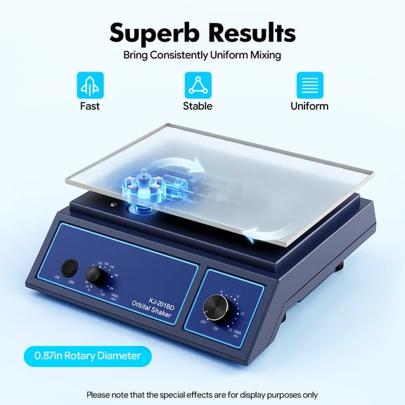 Orbital Shaker, 0-210R/Min Adjustable Speed, 12.4 x 8.58" Plate Size, 2.2lbs Capacity, Lab Oscillator with Timer, Laboratory Orbital Rotator Shaker for Chemical