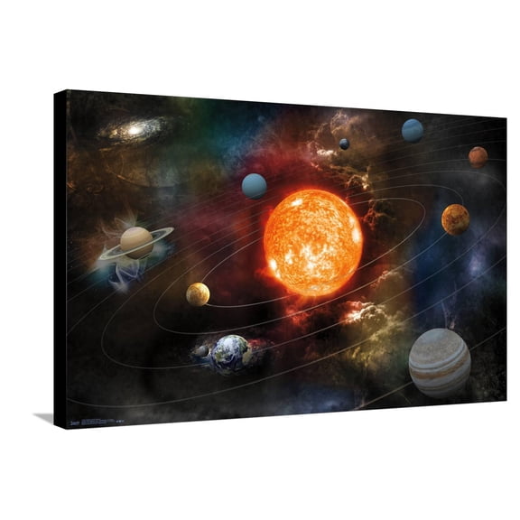Orbiting Solar System Canvas Wall Poster, 22.375" x 34"