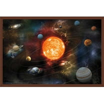 Orbiting Solar System Wall Poster, 22.375" x 34", Framed