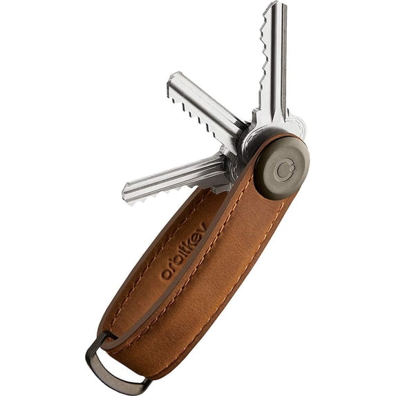 Orbitkey Leather Keychain Organizer - Charcoal Grey, Holds 7 Keys (4.7")