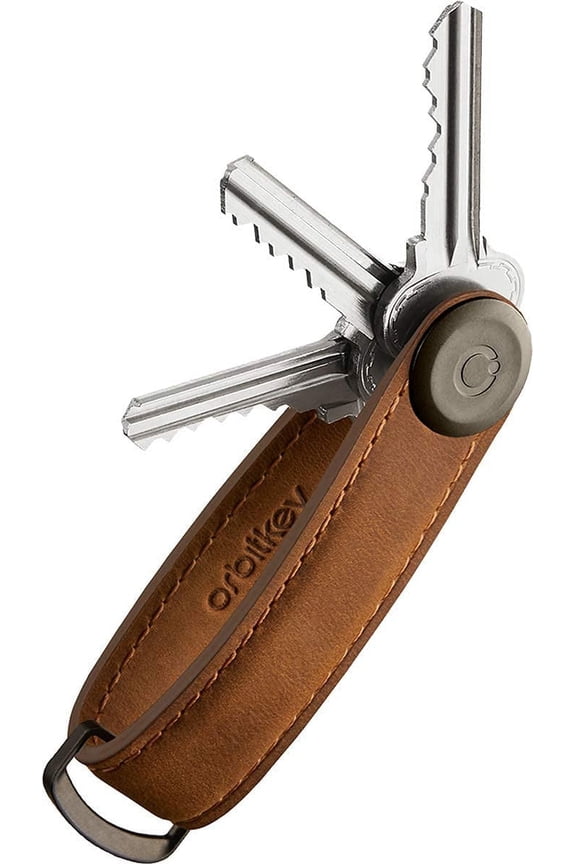 Leather Keychain Organizer - Charcoal Grey, Holds 7 Keys (4.7")