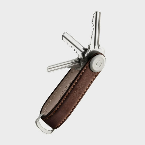 Orbitkey Leather Keychain Organizer - Espresso Brown, Holds 7 Keys (4.7")
