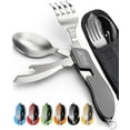 thumbnail image 1 of Orblue 4-in-1 Camping Utensils, 2-Pack - Portable Stainless Steel Spoon, Fork, Knife & Bottle Opener Combo Set - Travel, Backpacking Cutlery Multitool, Gray, 1 of 8