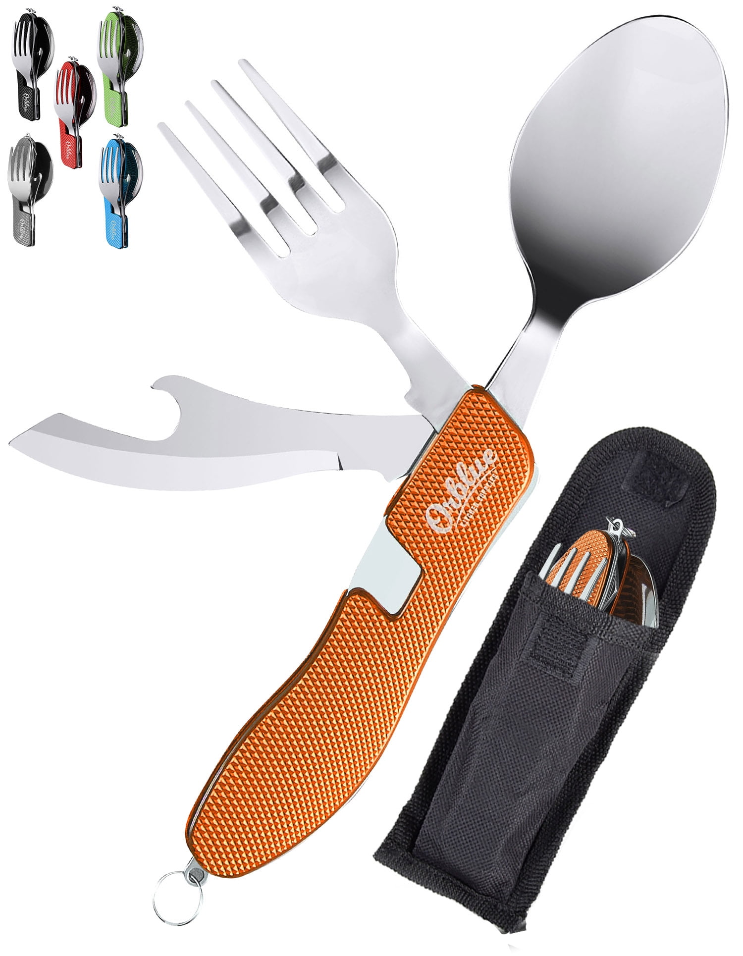 8 PC 4-in-1 Travel Utensils Set Fork Spoon Knife Bottle Opener Camping BPA Free