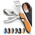 thumbnail image 1 of Orblue 4-in-1 Camping Utensils, 2-Pack - Portable Stainless Steel Spoon, Fork, Knife & Bottle Opener Combo Set - Travel, Backpacking Cutlery Multitool, Orange, 1 of 8