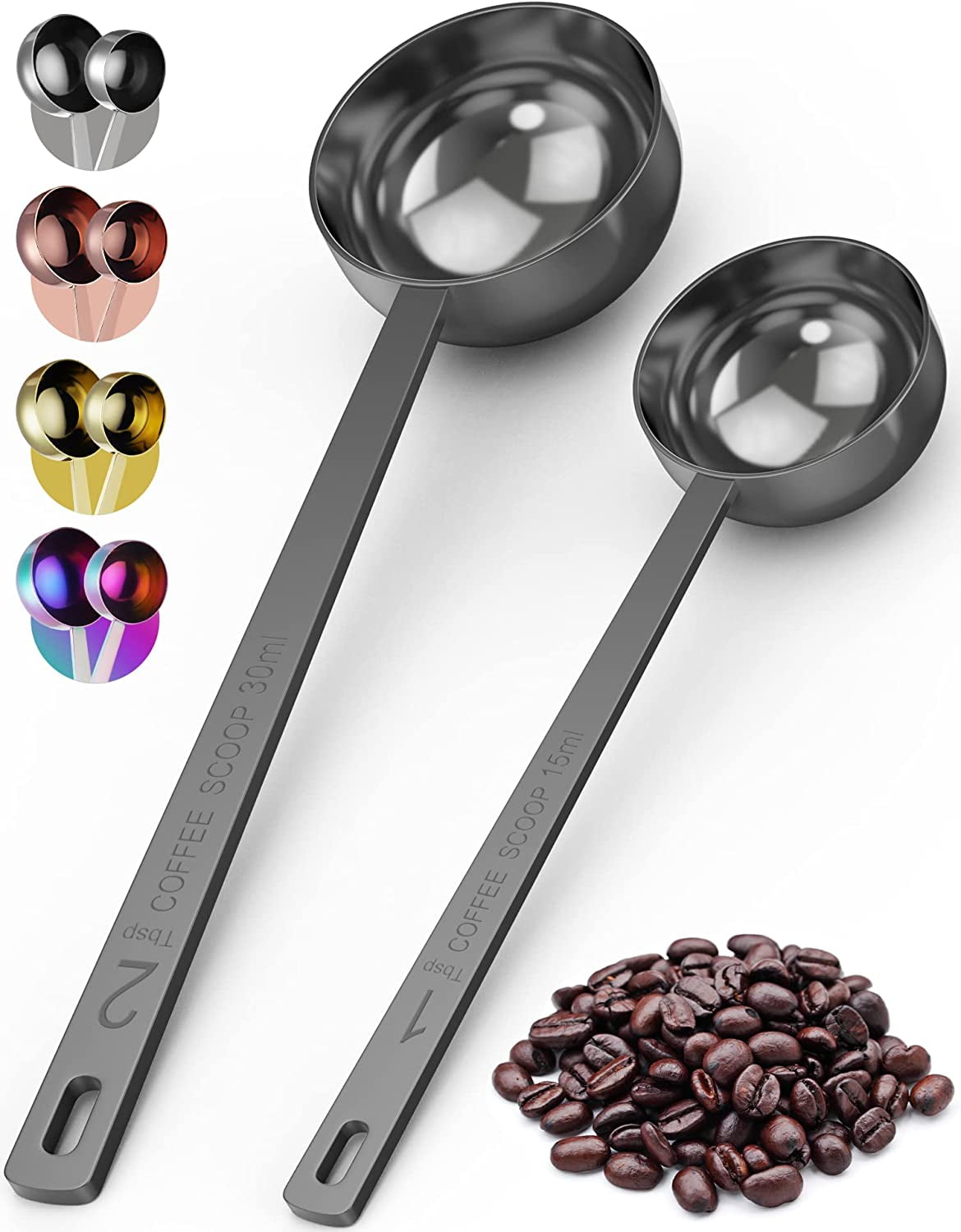 Orblue Coffee Scoop, Stainless Steel, Long Handled Spoons, Pack of 2