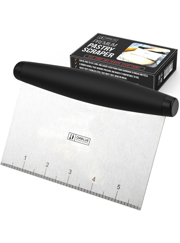 Orblue Pastry Scraper, Stainless Steel Pizza Dough Cutter and Chopper, Multipurpose Bench Scraper