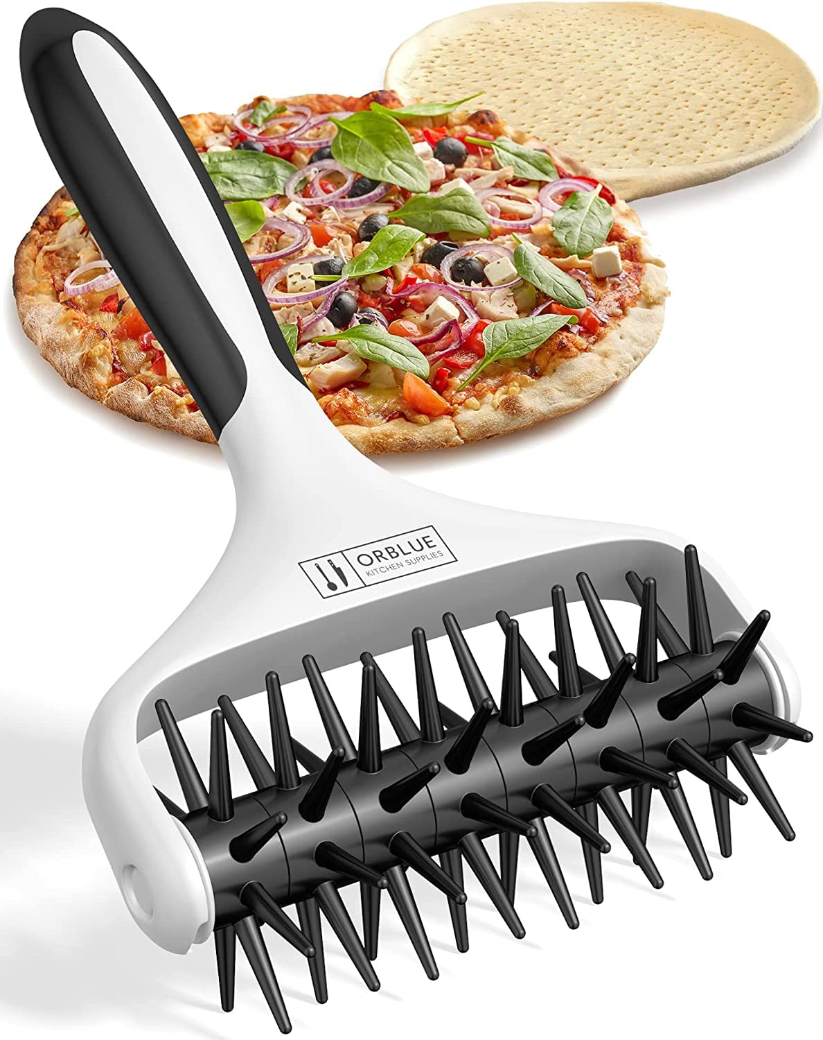 Orblue Pizza Dough Docker, Pastry Roller with Spikes, Pizza Docking Tool  for Home & Commercial Kitchen - Pizza Making Accessories that Prevent Dough