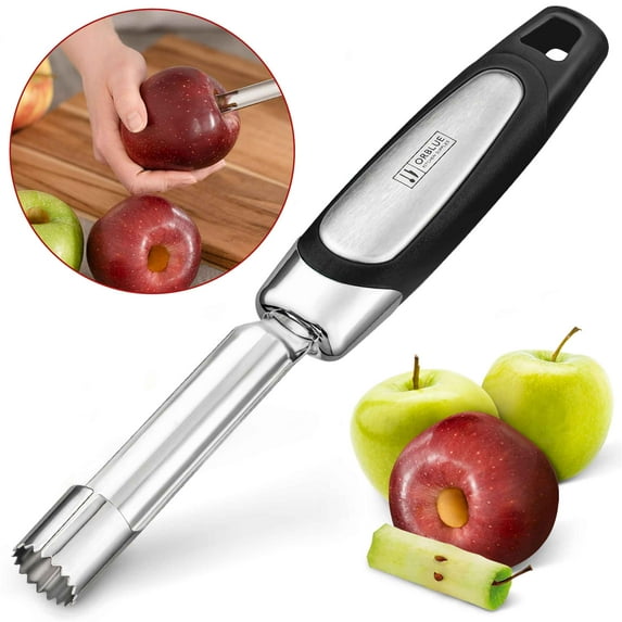 Orblue Premium Apple Corer Tool - Durable Stainless Steel Fruit Core Extractor Tool - Apple Corer Remover, Black