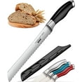 thumbnail image 1 of Orblue Serrated Bread Knife Ultra-Sharp Stainless Steel Professional Grade Bread Cutter - Cuts Thick Loaves Effortlessly - (8-Inch Blade with 5-Inch Handle), Black, 1 of 8