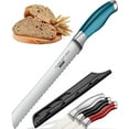 thumbnail image 1 of Orblue Serrated Bread Knife Ultra-Sharp Stainless Steel Professional Grade Bread Cutter - Cuts Thick Loaves Effortlessly - (8-Inch Blade with 5-Inch Handle), Blue, 1 of 8