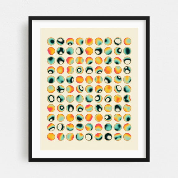Orbs (15) - Digital Art Geometric Abstract Modern Art Pattern Pop Art Psychedelic Retro Black Framed Wall Art Print 8 x 10 inches