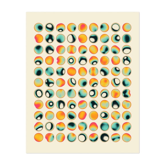 Orbs (15) - Digital Art Geometric Abstract Modern Art Pattern Pop Art Psychedelic Retro Unframed Wall Art Print 24 x 30 inches