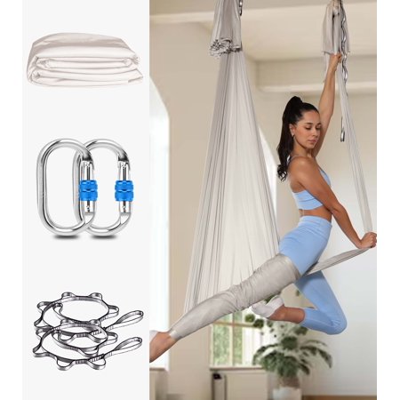 Orbsoul Deluxe Yoga Hammock (Grand Size 5.5 Yards) Includes Premium Aerial Nylon Silks, Complete Rigging Hardware & Knot Tying Guide