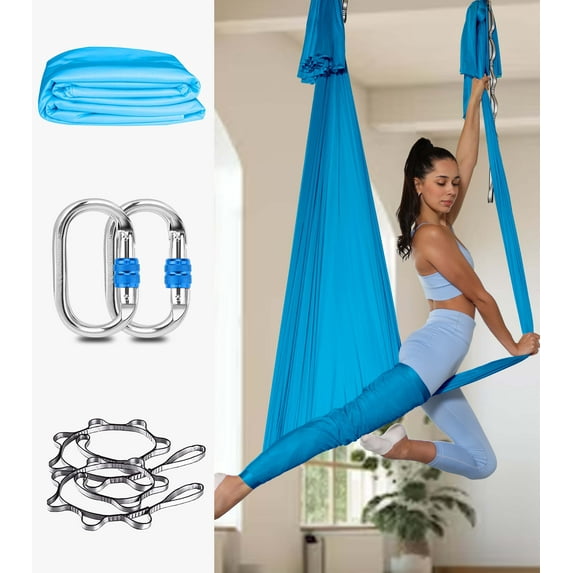 Orbsoul Deluxe Yoga Hammock (Grand Size 5.5 Yards) Includes Premium Aerial Nylon Silks, Complete Rigging Hardware & Knot Tying Guide